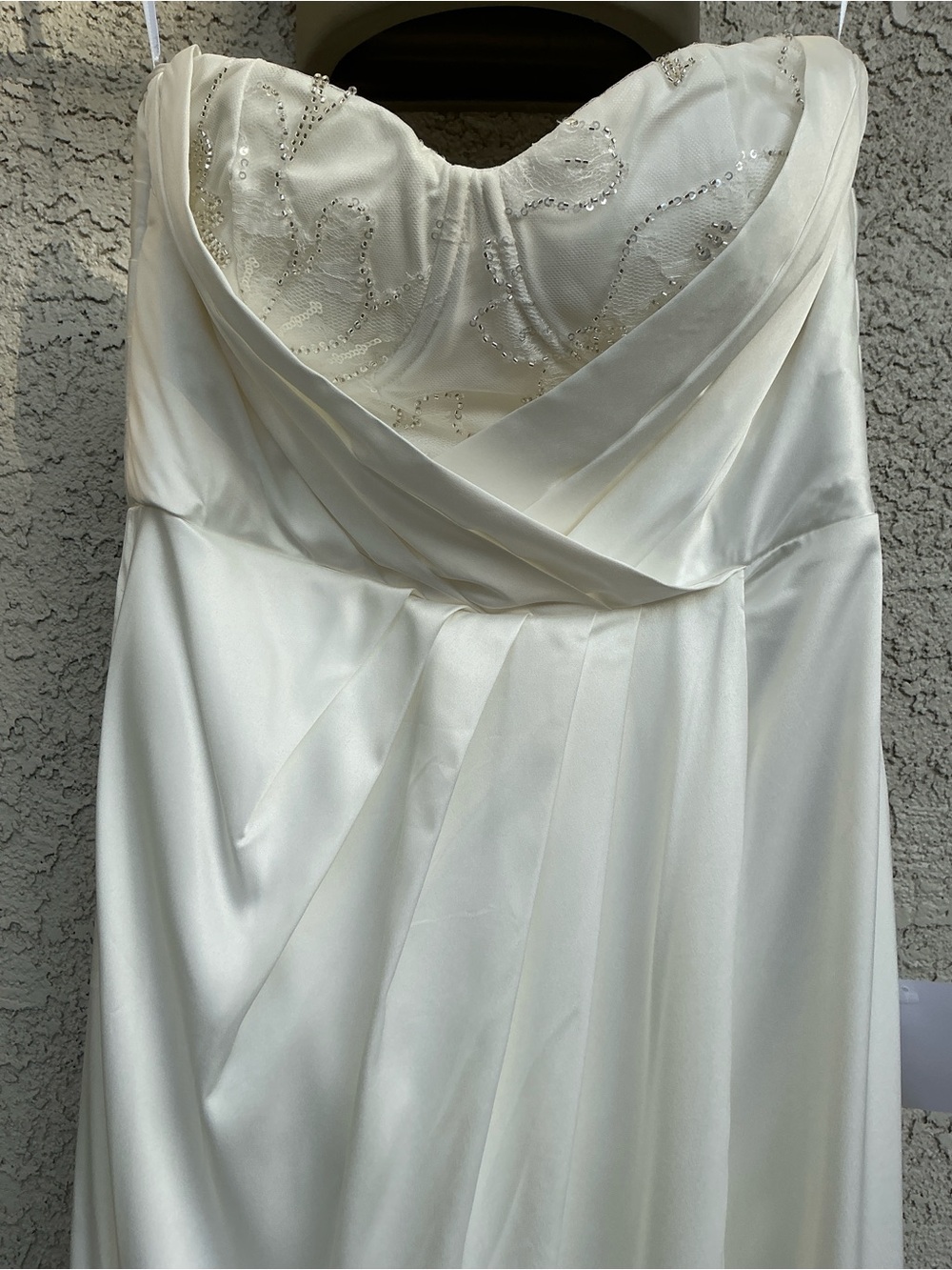 NWT Lulu’s Heidy White Satin Beaded Strapless Maxi Wedding Dress Medium Romantic - Picture 7 of 12